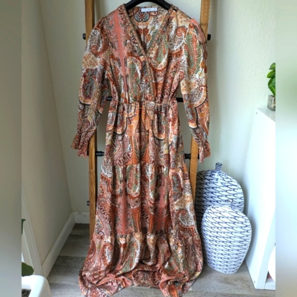 Anany Boho V-Neck Maxi Dress - Size XL